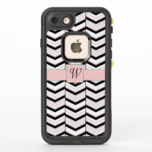 Étui Lifeproof Chevron Noir Blanc et Rose (Dos)