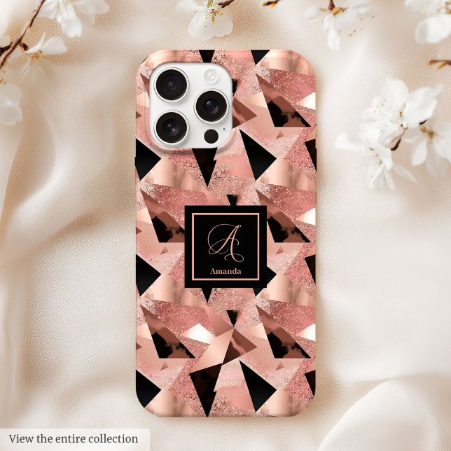 Étui luxe iPhone 14 Rose Gold Noir Tendance (Luxury iPhone 14 Case Rose Gold Black Trendy)