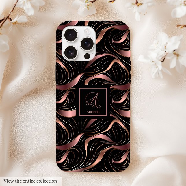 Étui luxe pour iPhone 14 Moderne Métallisé Rose Go (Luxury iPhone 14 Case Modern Rose Gold Metallic)