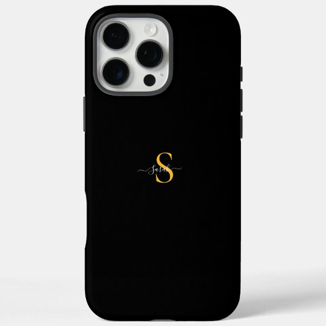 Étui Luxueux Or Monogramme Noir iPhone 16 Pro Max  (Verso)