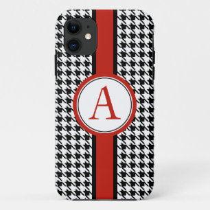 Étui monogrammé à motif pied-de-poule classique po