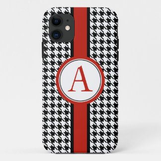 Étui monogrammé à motif pied-de-poule classique po