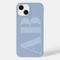 Étui monogramme minimaliste initial bleu et gris m