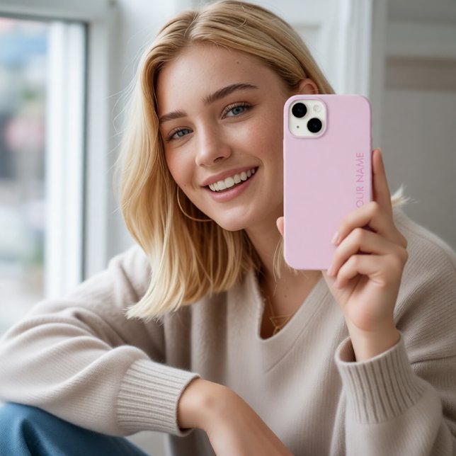Étui monogramme minimaliste moderne rose féminin (Créateur téléchargé)