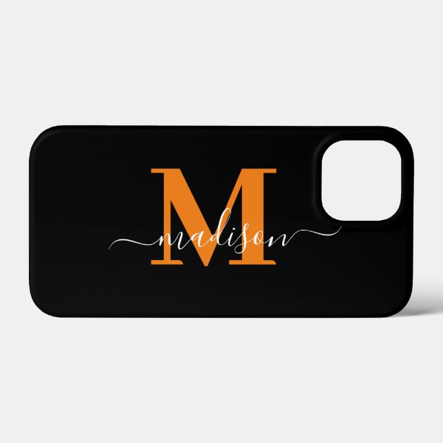 Étui Monogramme Noir Et Orange Moderne Case-Mate p (Verso (horizontal))