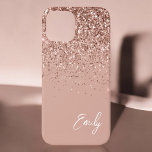 Étui Monogramme Pailleté Rose Gold et Rose Foncé F<br><div class="desc">Rose Gold Féminin - Téléphone Monogramme et Initiale en Métal Brossé avec Faux Paillettes et Glitter qui Coule Rose Foncé. C'est le cadeau parfait pour un anniversaire des 16 ans, un mariage, une douche de mariée, un anniversaire de mariage, une baby shower ou une soirée d'enterrement de vie de jeune...</div>