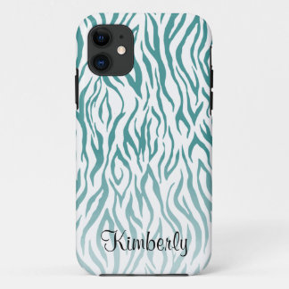 Étui Monogramme Zèbre Motif Turquoise