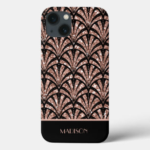 Étui motif Art déco à monogramme avec paillettes r