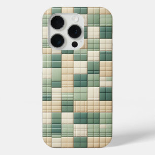 Étui motif Luxe - Vert sauge & plaid beige