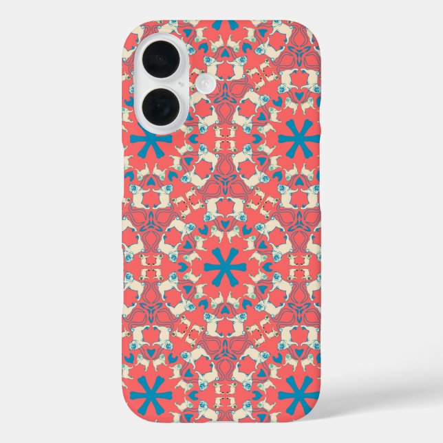 Étui motif pug corail (Verso)