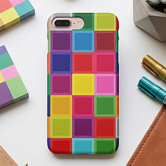 Étui Multi Coloré Carrés Féminin pour iPhone 7 Plu