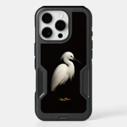 Étui noir 4 Luxe pour iPhone 16 Pro, Aigrette neig