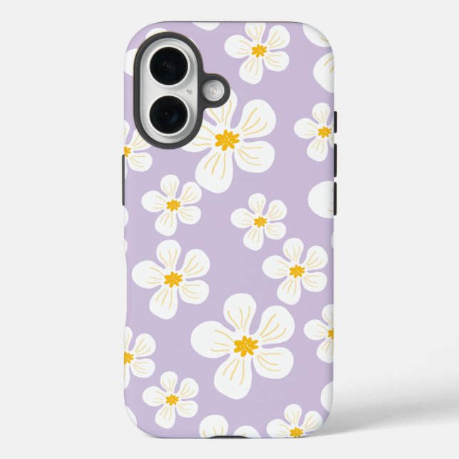 Étui Otterbox iPhone 16 motif Fleurs Blanches (Verso)
