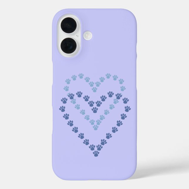 Étui Paw Print Case-Mate pour iPhone 16 Bleu & Lav (Verso)