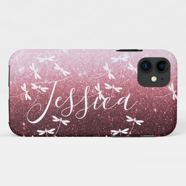 Étui personnalisé Glitter et libellules Case-Mate  (Dos (Horizontal))