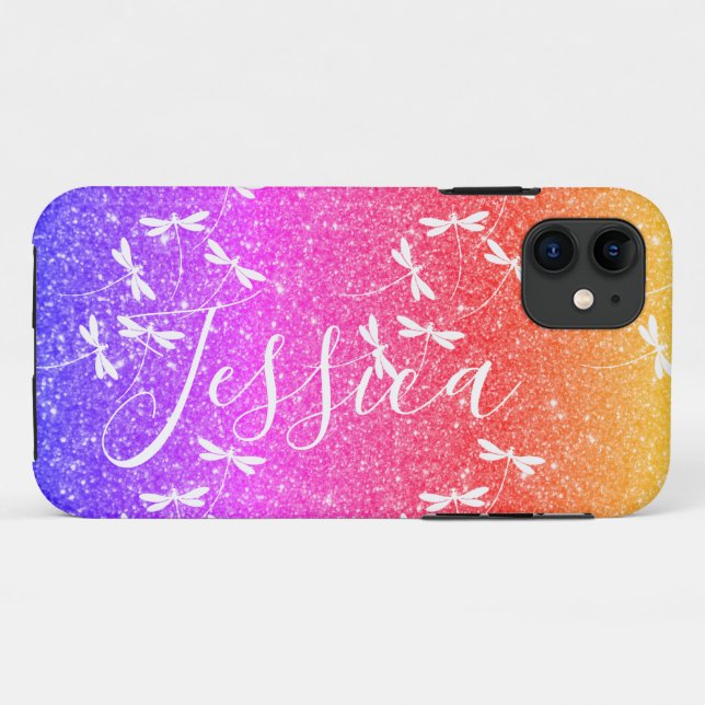 Étui personnalisé Glitter et libellules Case-Mate  (Dos (Horizontal))