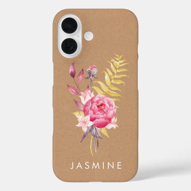 Étui personnalisé pour iPhone avec fleurs à l'aqua (Verso)