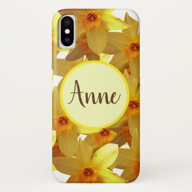 Étui personnalisé pour iPhone avec jonquilles en f (Dos)