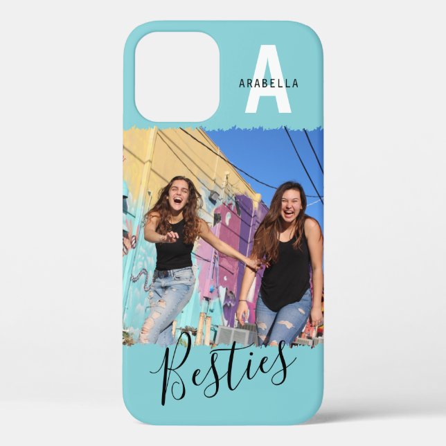 Étui photo monogramme moderne pour meilleures amie (Verso)