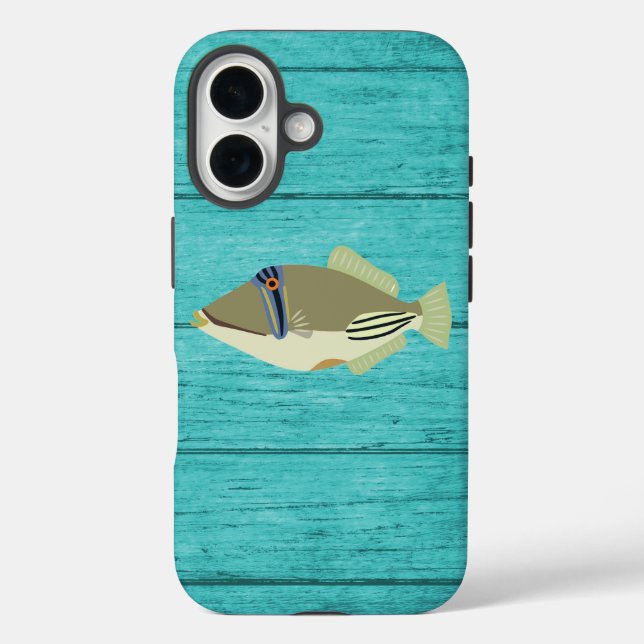 Étui Picasso Trigger Fish Turquoise Bois pour iPho (Verso)