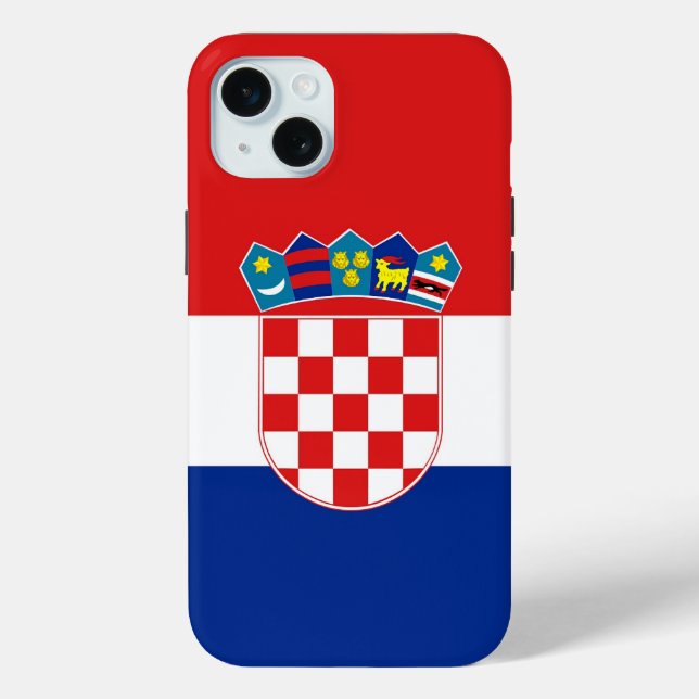 Étui pour Apple iPhone 15 Plus, drapeau de la Croa (Verso)