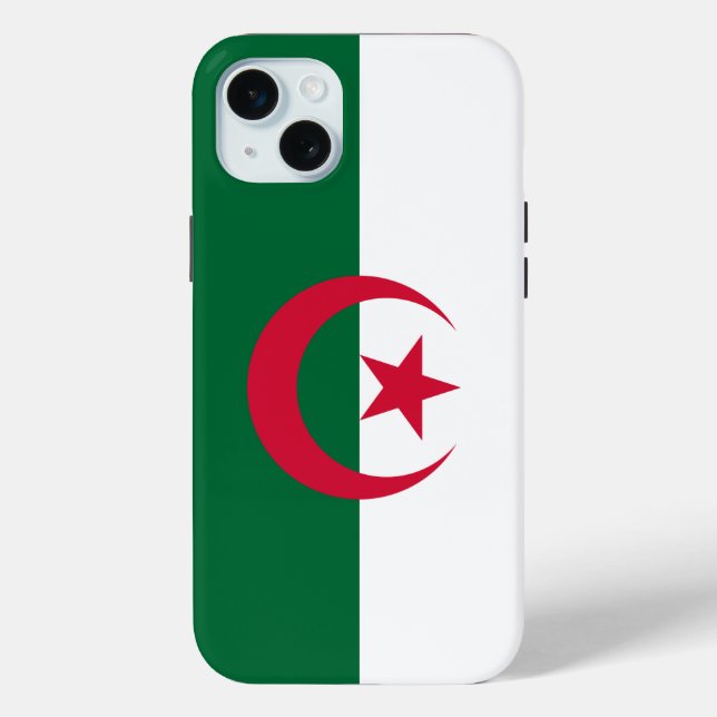 Étui pour Apple iPhone 15 Plus, drapeau de l'Algér (Verso)