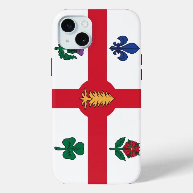 Étui pour Apple iPhone 15 Plus, drapeau de Montréa (Verso)