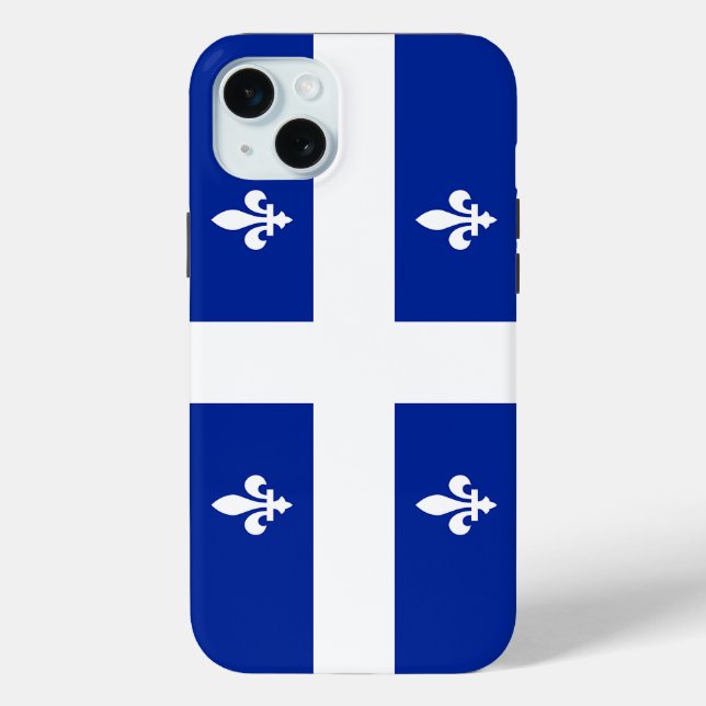 Étui pour Apple iPhone 15 Plus, drapeau du Québec (Verso)