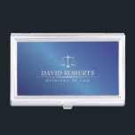 Étui Pour Cartes De Visite Avocat bleu en métal d'avocat élégant<br><div class="desc">Porte-cartes de carte de visite bleu d'avocat en métal d'avocat.</div>