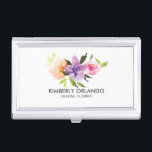 Étui Pour Cartes De Visite Bouquet floral coloré aquarelles Illustration<br><div class="desc">Bouquet floral coloré sur un arrière - plan blanc. Modèle du détenteur de carte de visite wedding planner personnalisable</div>