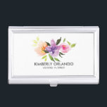 Étui Pour Cartes De Visite Bouquet floral coloré aquarelles Illustration<br><div class="desc">Bouquet floral coloré sur un arrière - plan blanc. Modèle du détenteur de carte de visite wedding planner personnalisable</div>