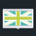 Étui Pour Cartes De Visite Drapeau turquoise et vert du Royaume-Uni<br><div class="desc">Design Union Flag coloré et tendance.</div>