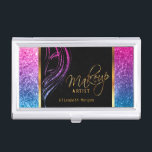 Étui Pour Cartes De Visite Fille colorée de parties scintillantes avec le<br><div class="desc">Les porte-cartes de carte de visite professionnels dans une fille colorée de parties scintillantes avec la conception de noir et d'or impriment avec le texte de do-it-yourself. 100% personnalisable. Préparez pour compléter les boîtes ou pour cliquer sur dessus la PERSONNALISER IL bouton pour changer, déplacer, supprimer ou ajouter le texte...</div>
