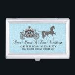 Étui Pour Cartes De Visite Il Était Une Fois Un Mariage Horse & Transport Ble<br><div class="desc">Élégant damas floral bleu noir et blanc avec cheval mariage et chariot,  porte-carte de visite modèle</div>