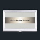 Étui Pour Cartes De Visite Moderne Elégant Faux Cuivre Gris Gris Gris<br><div class="desc">Porte-carte de visite personnalisable moderne avec fausse bande de cuivre et arrière - plan gris clair. Conception élégante,  parfaite pour les professionnels de l'ingénierie,  de l'architecture ou de la construction.</div>