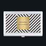 Étui Pour Cartes De Visite Motif noir et blanc Gold Nom Biz Titulaire de cart<br><div class="desc">Coordonné avec le modèle de carte de visite Retro Black and White Motif Gold Name. © 1201AM CREATIVE</div>