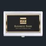 Étui Pour Cartes De Visite Obscurité professionnelle encadrée par or<br><div class="desc">Porte-cartes de carte de visite professionnel encadré par or d'initiales de monogramme.</div>