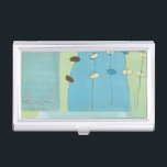 Étui Pour Cartes De Visite Parade Abstraite des oeufs bleus<br><div class="desc">Des oeufs bleus,  blancs et marrons défilent sur des cordes dans cette peinture abstraite de June Erica Vess. Séparée en différents panneaux,  cette pièce présente différentes nuances de bleu dans l'arrière - plan ainsi que de vert. Commandez aujourd'hui !</div>