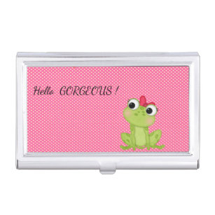 Étui Pour Cartes De Visite Pois, message Froggy-Motivationnel mignon