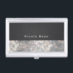 Étui Pour Cartes De Visite Titulaire de carte de visite Black Silver Glamor S<br><div class="desc">Titulaire de carte d'affaires Black & Tan Glamor Sequins. Customisez avec n'importe quel texte ou laissez-le vide.</div>