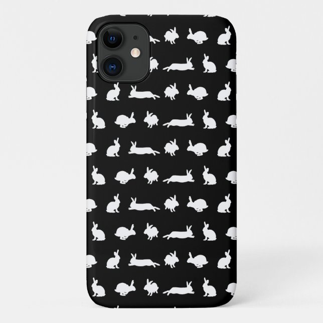 Étui pour iPhone 11 Bunny Frenzy (Noir) (Dos)