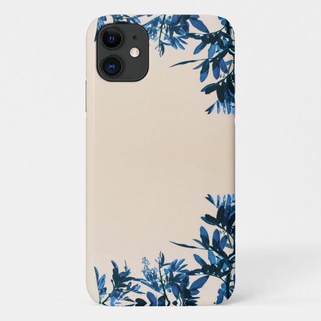 Étui pour iPhone 11 Feuilles de Poivrier Bleu (Dos)