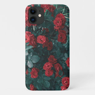 Étui pour iPhone 11 Fleurs de Roses Rouges Vertes