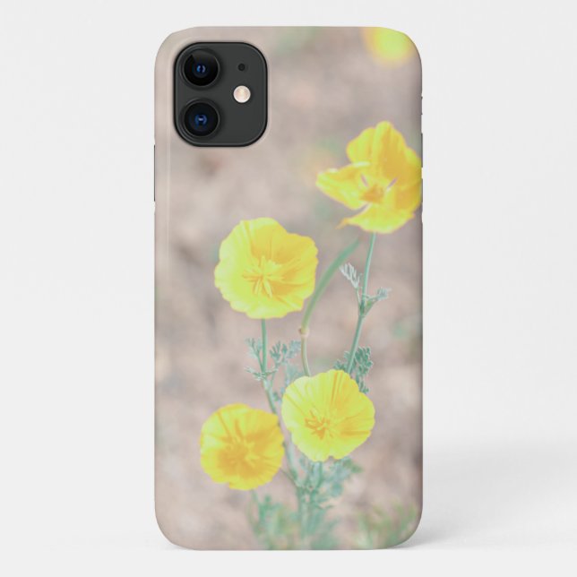 Étui pour iPhone 11 Fleurs Jaunes Vert Pâle Pastel (Dos)