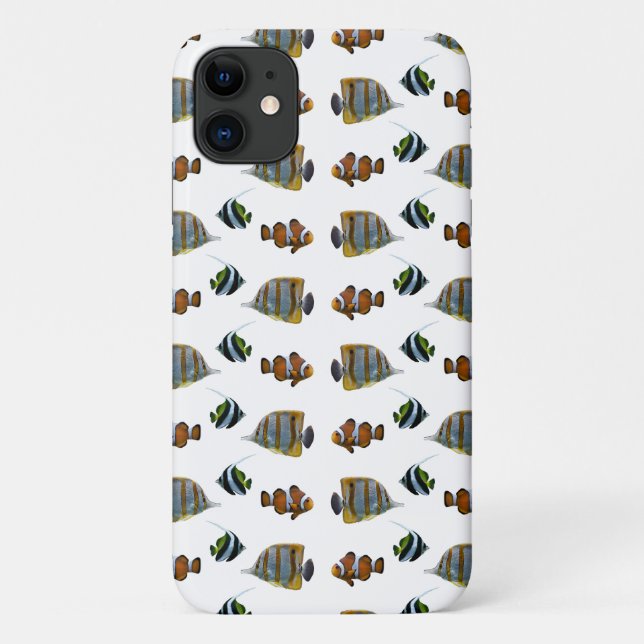 Étui pour iPhone 11 Folie de poissons tropicaux (c (Dos)