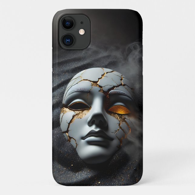 Étui pour iPhone 11 Masque en Porcelaine Fêlée Lux (Dos)