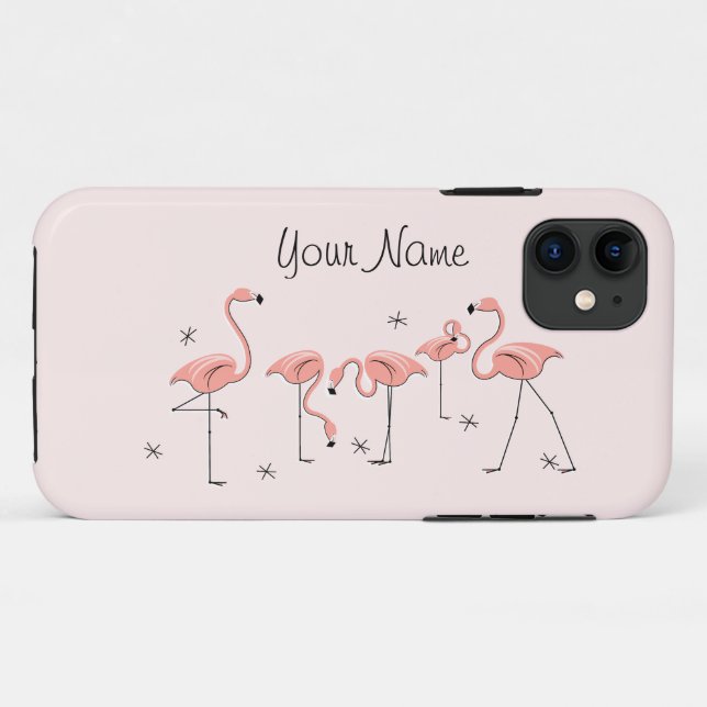 Étui pour iPhone 11 'Nom' du groupe rose des flama (Dos (Horizontal))