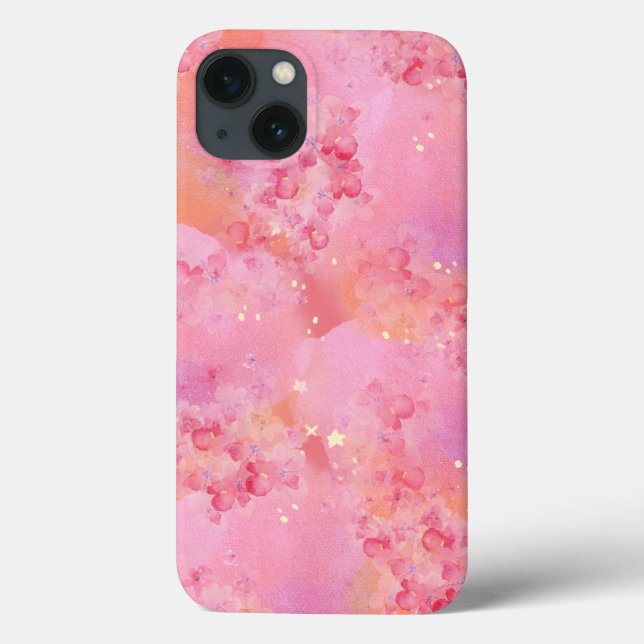 Étui pour iPhone 13 'Aquarelle Rose Rêveuse' (Verso)
