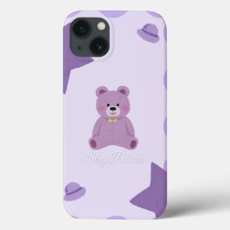 Étui pour iPhone 13 Ourson Cosmique Violet Pastel