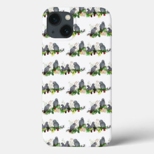 Étui pour iPhone 13 pour la fête du perroquet gris